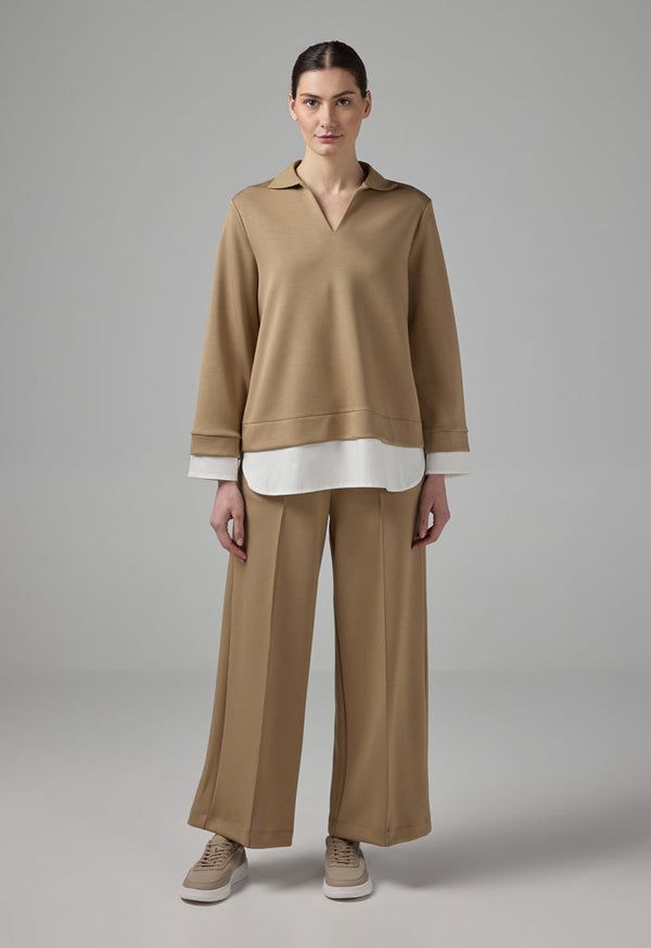 Choice Long Sleeve Contrast Blouse Vison