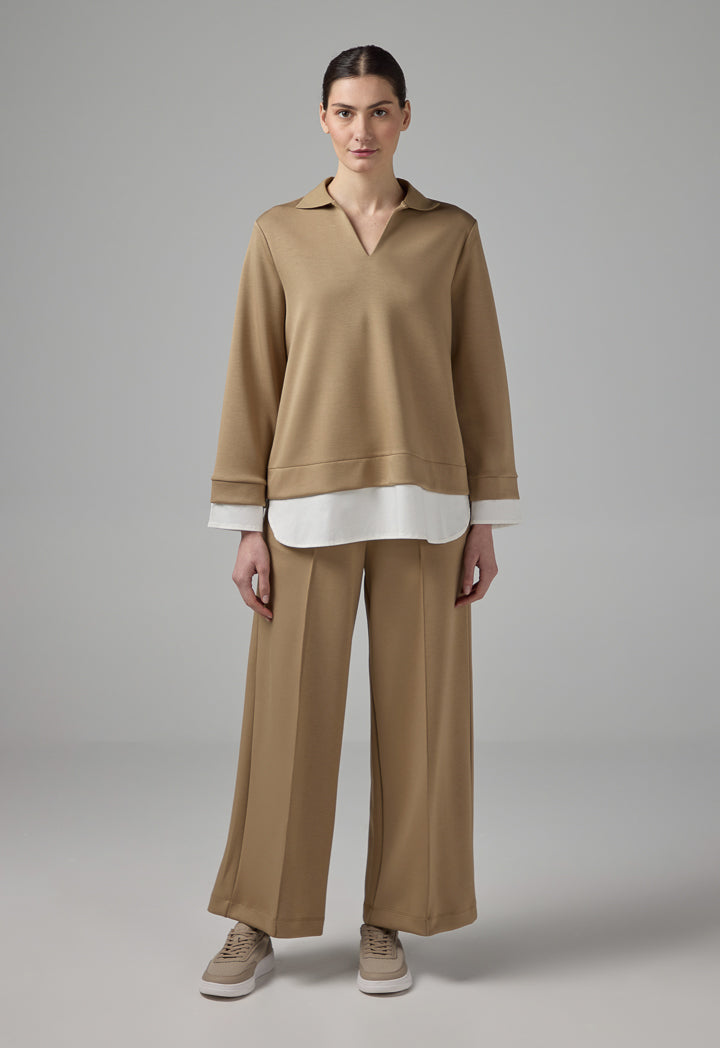 Choice Long Sleeve Contrast Blouse Vison