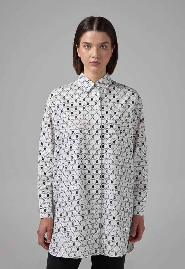 Choice Allover Monogram Print Long Shirt Black/Offwhite