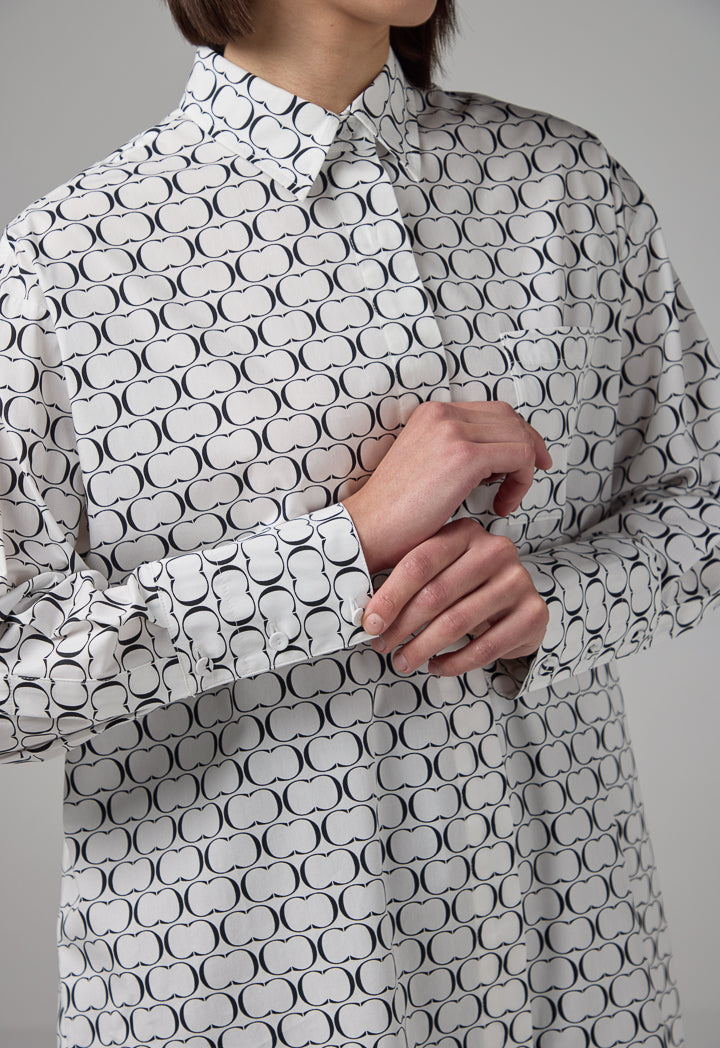 Choice Allover Monogram Print Long Shirt Black/Offwhite