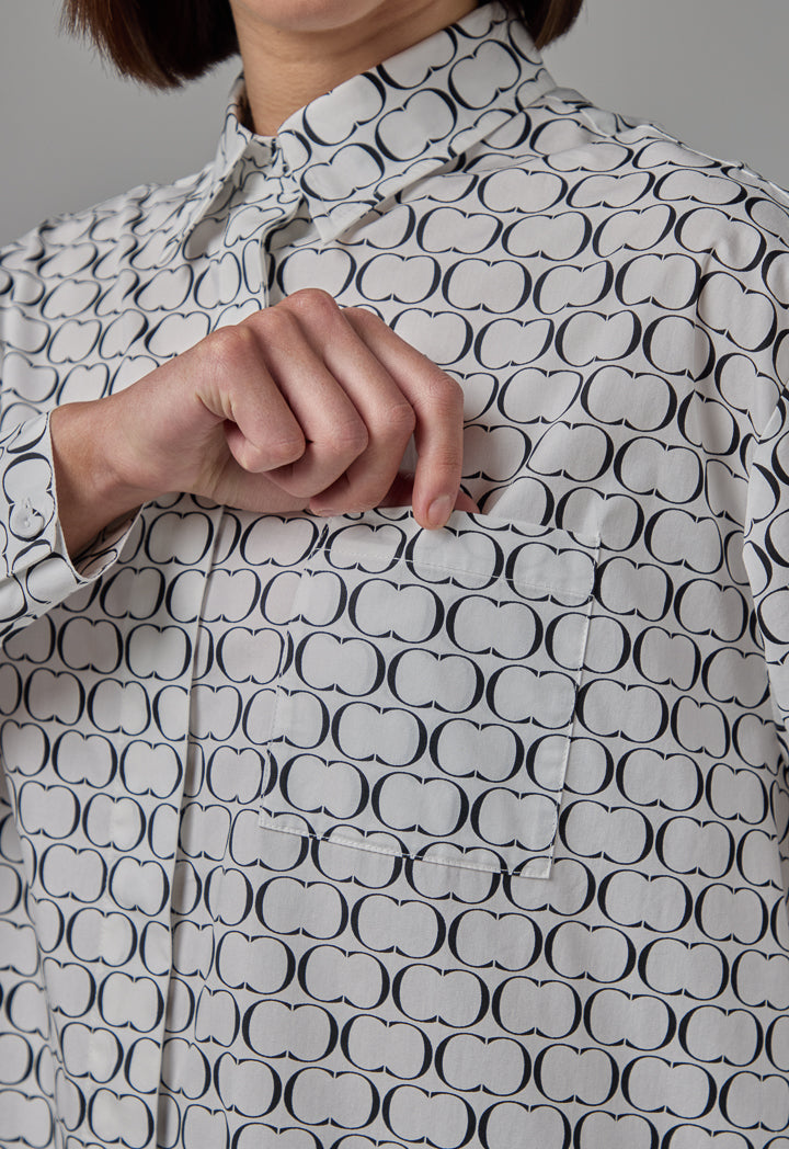 Choice Allover Monogram Print Long Shirt Black/Offwhite