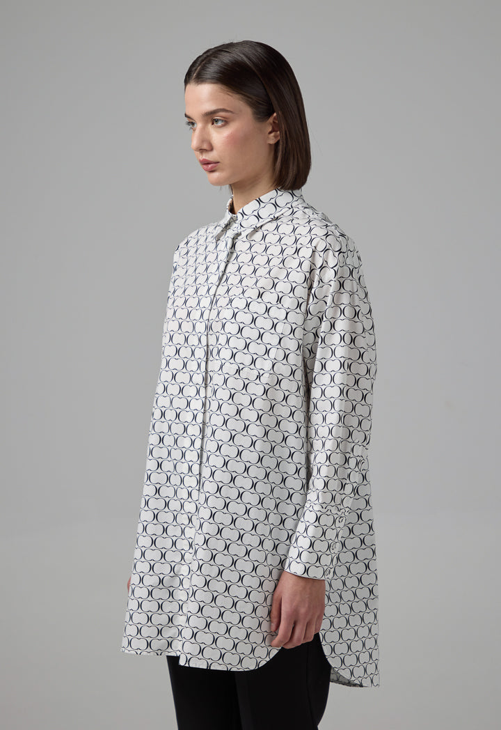 Choice Allover Monogram Print Long Shirt Black/Offwhite