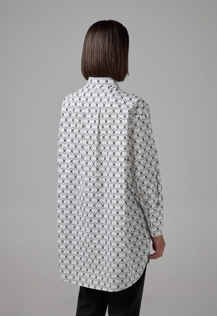 Choice Allover Monogram Print Long Shirt Black/Offwhite