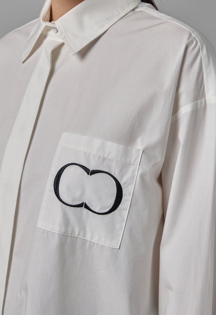 Choice Long Sleeve Embroidered Monogram Shirt Off White