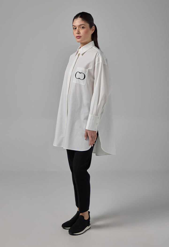 Choice Long Sleeve Embroidered Monogram Shirt Off White
