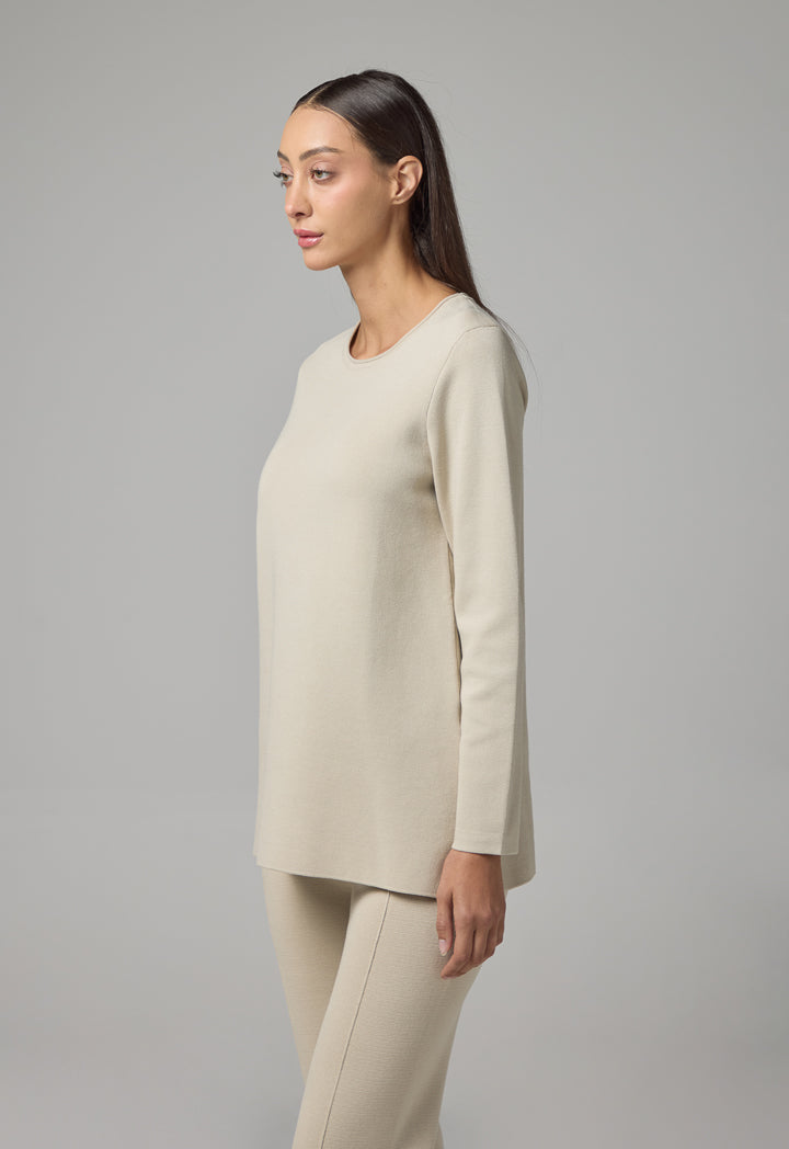 Choice Long Sleeve Knitted Basic Blouse Grey