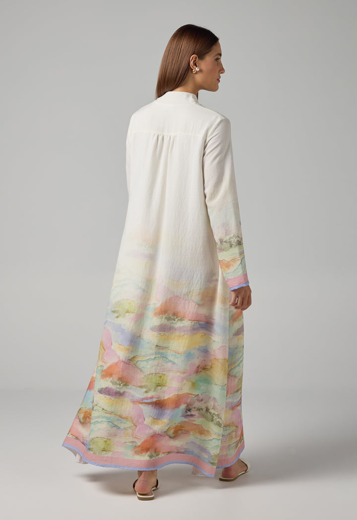Choice V-Neck Flared Printed Dress Multi Color