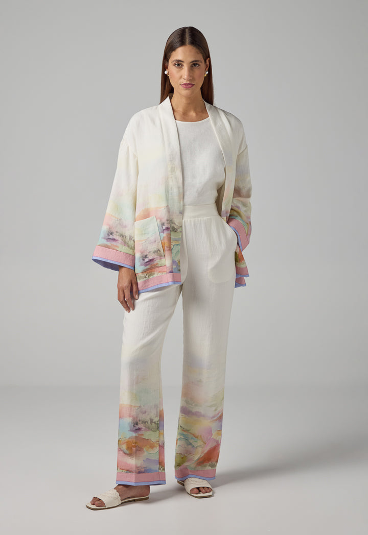 Choice Printed Straight Cut Trousers Multi Color