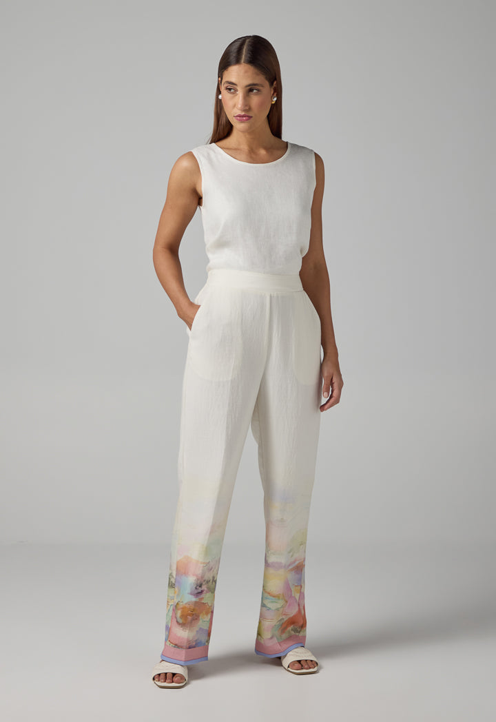 Choice Printed Straight Cut Trousers Multi Color