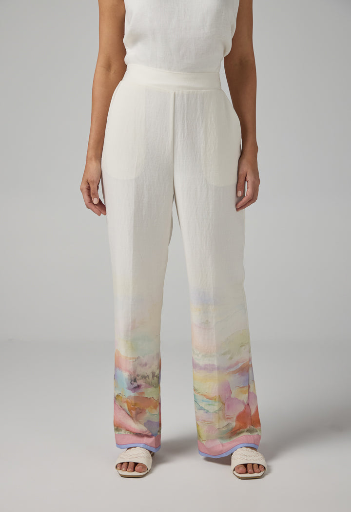 Choice Printed Straight Cut Trousers Multi Color