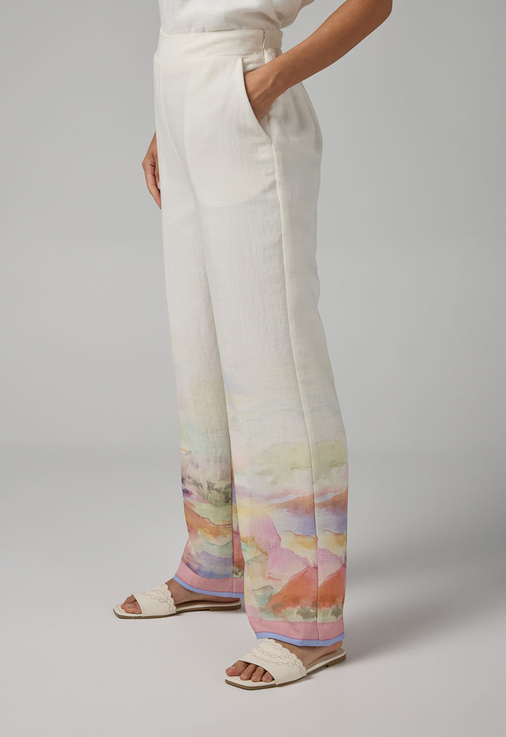 Choice Printed Straight Cut Trousers Multi Color