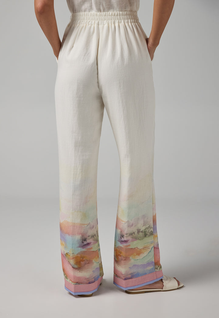 Choice Printed Straight Cut Trousers Multi Color