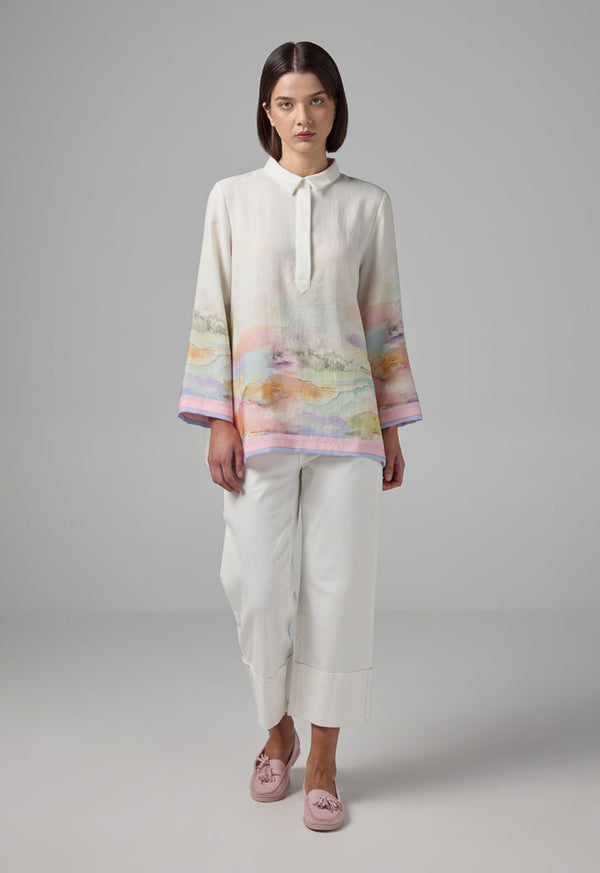 Choice Half Buttons Printed Shirt  Multi Color