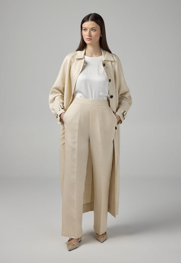 Choice Straight Leg High Waist Trousers Beige