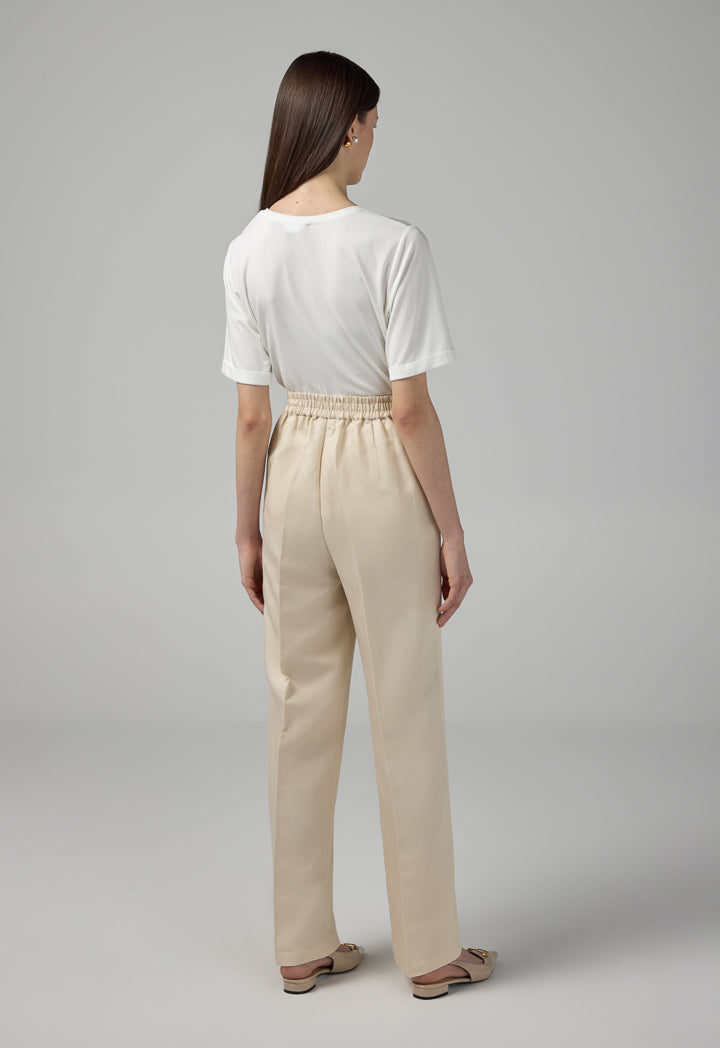 Choice Straight Leg High Waist Trousers Beige