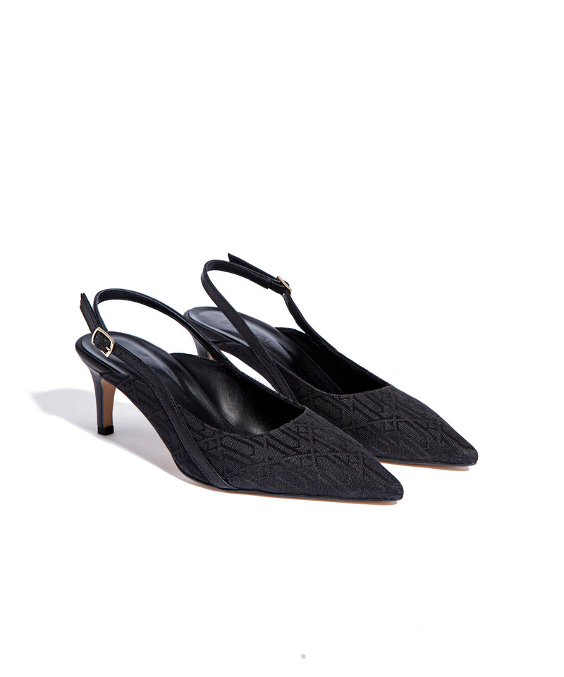 Ipekyol Sling Back Monogram Heeled Shoes Black