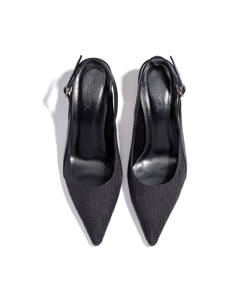 Ipekyol Sling Back Monogram Heeled Shoes Black