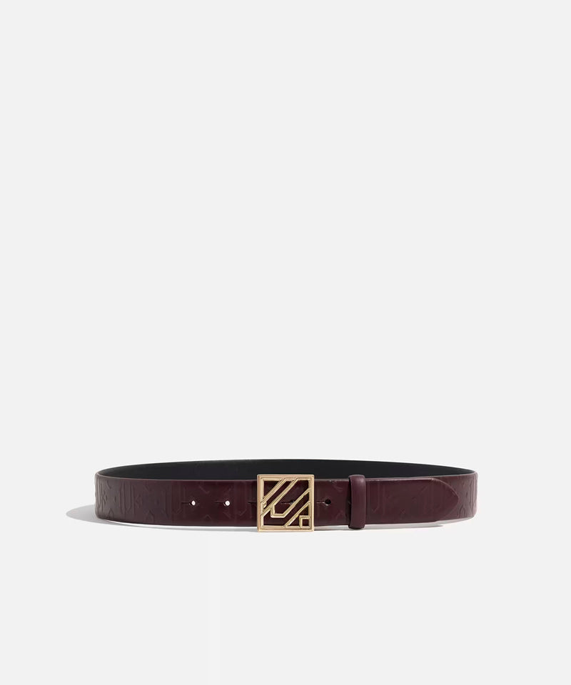 Ipekyol Leather Belt With Monogram Buckle Bordoux