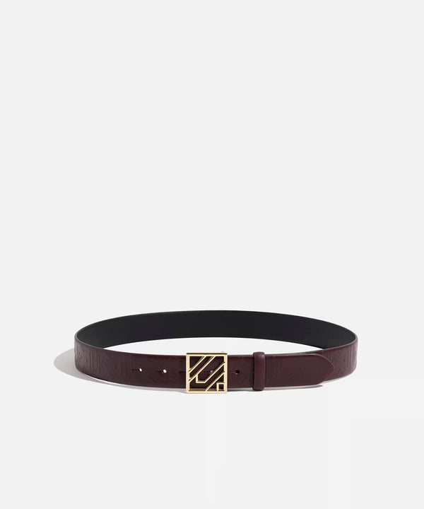 Ipekyol Leather Belt With Monogram Buckle Bordoux