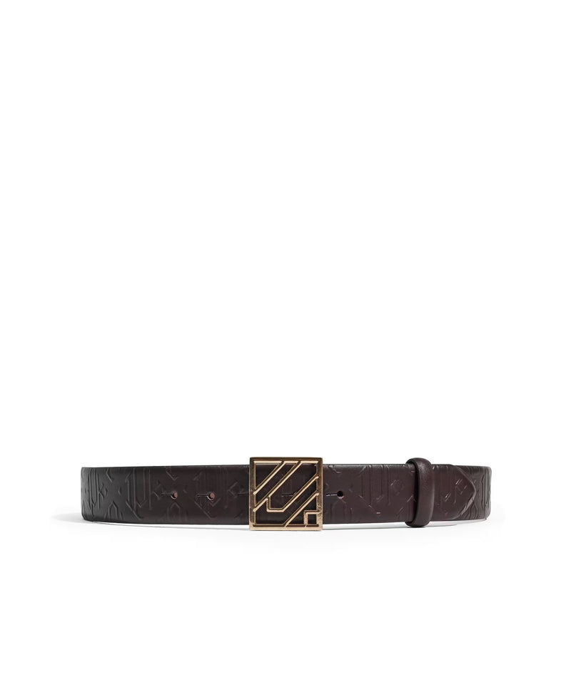 Ipekyol Leather Belt With Monogram Buckle Brown