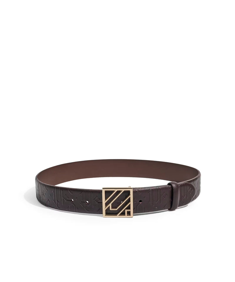 Ipekyol Leather Belt With Monogram Buckle Brown