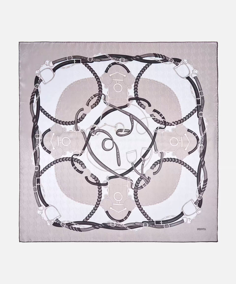 Ipekyol 100% Silk Printed Scarf Grey