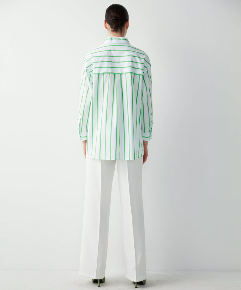 Ipekyol Striped Oversize Poplin Shirt Green