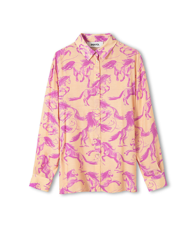 Ipekyol Horse Pattern Long Sleeve Shirt Lilac