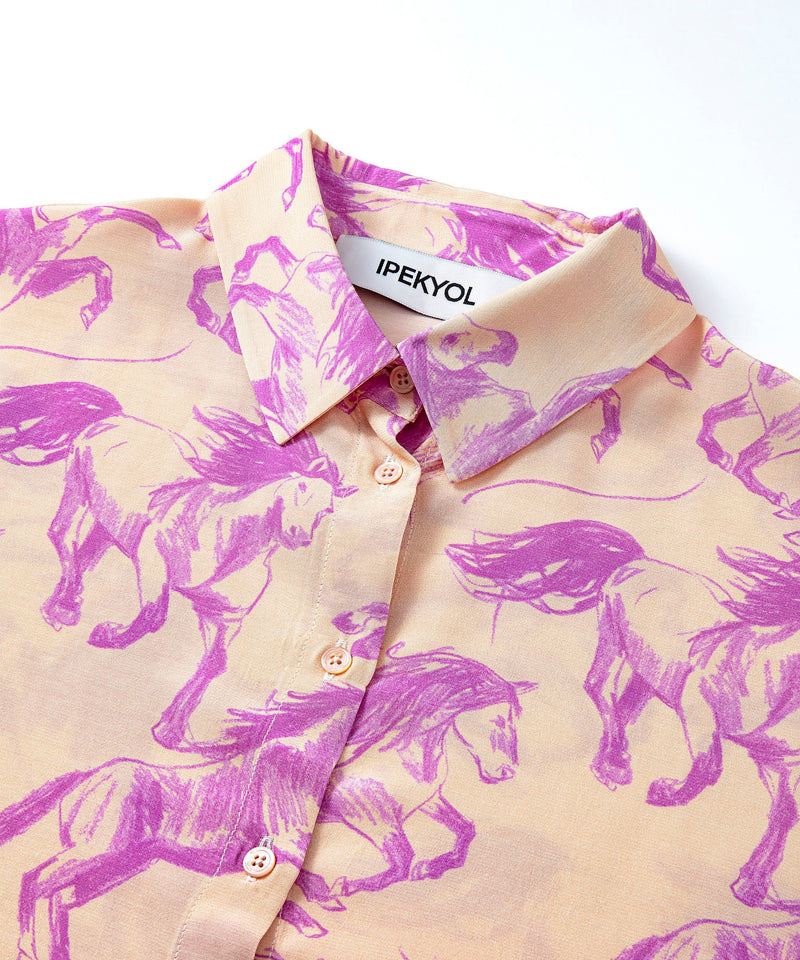 Ipekyol Horse Pattern Long Sleeve Shirt Lilac