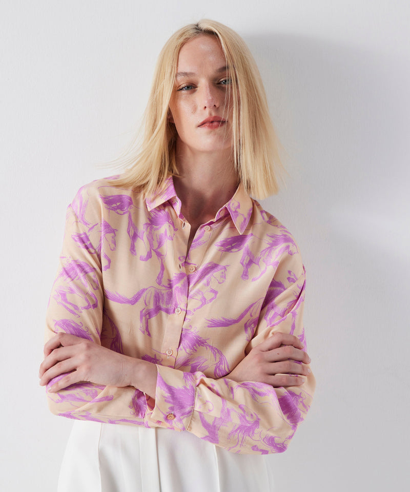 Ipekyol Horse Pattern Long Sleeve Shirt Lilac