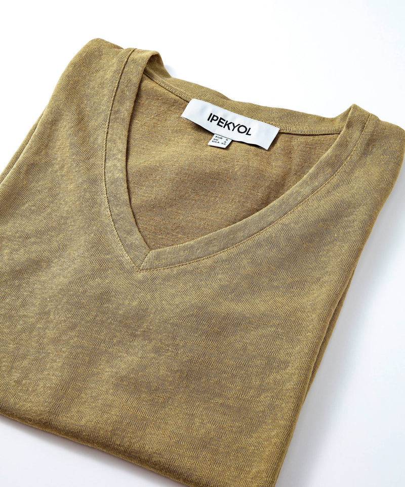 Ipekyol Basic V-Neck T-Shirt Khaki