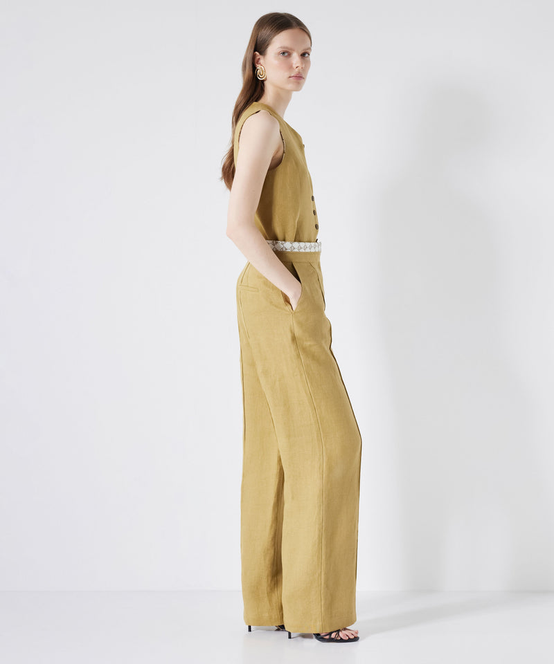 Ipekyol Straight Fit Linen Trousers Natural