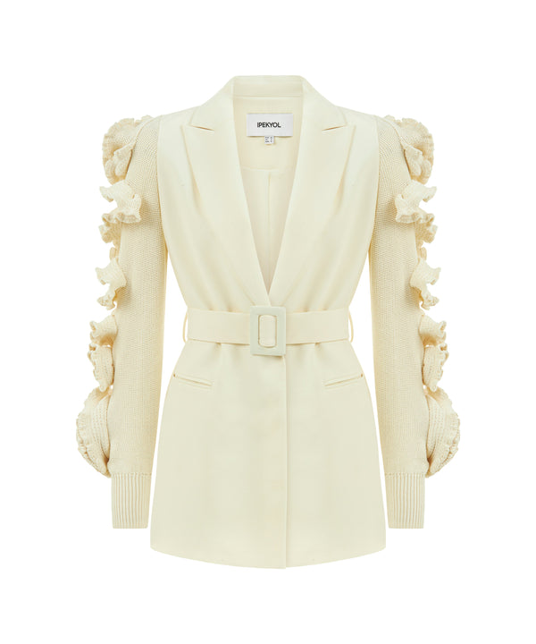 Ipekyol Sleeve Detailed Belted Jacket Off White