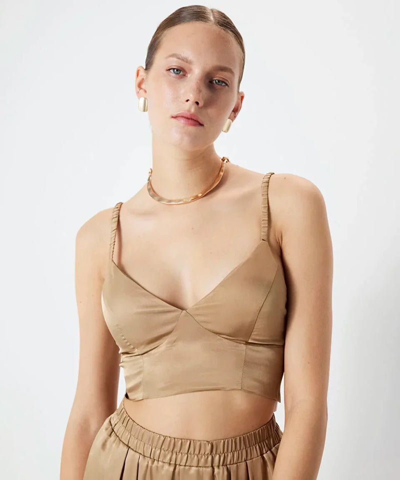 Ipekyol Shiny Textured Bustier Natural