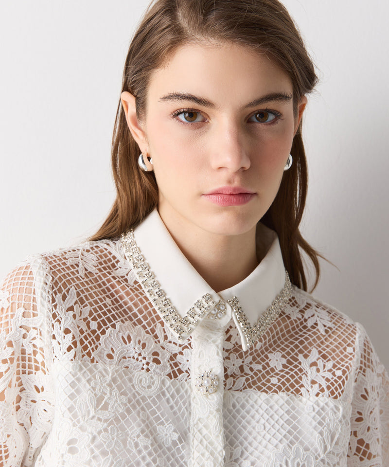 Ipekyol Embroidered Guipure Shirt Ecru