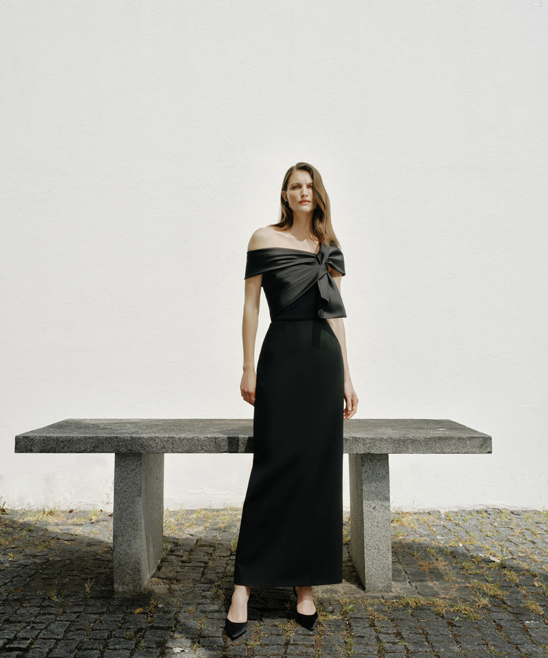 Ipekyol Asymmetrical Bow Dress Black