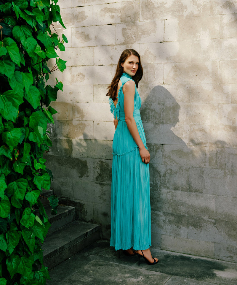 Ipekyol Draped Chiffon Dress Blue
