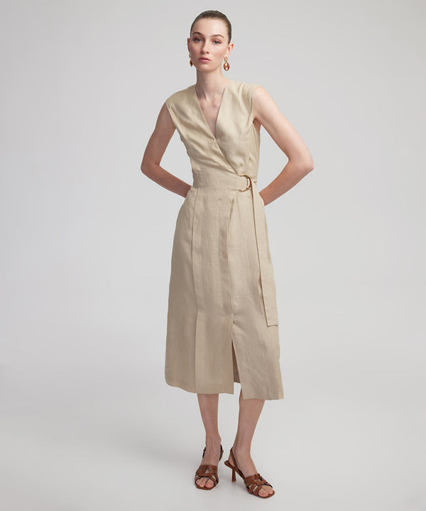 Ipekyol Double Breasted Linen Dress Natural