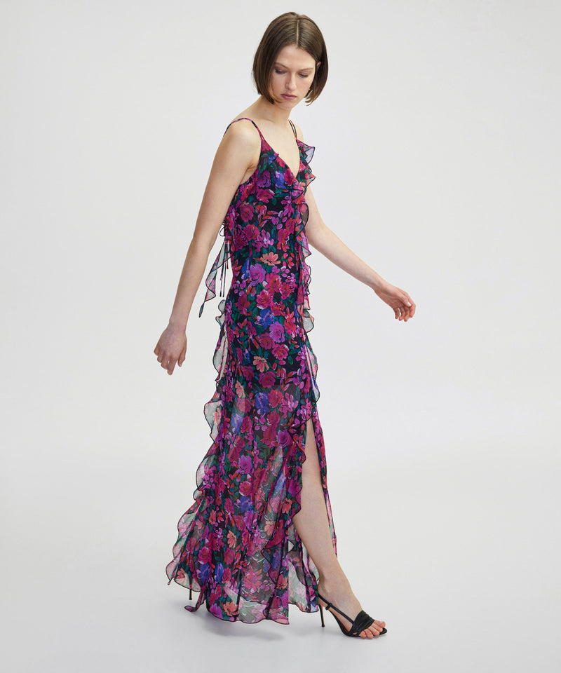 Ipekyol Floral Pattern Chiffon Dress Fuchsia