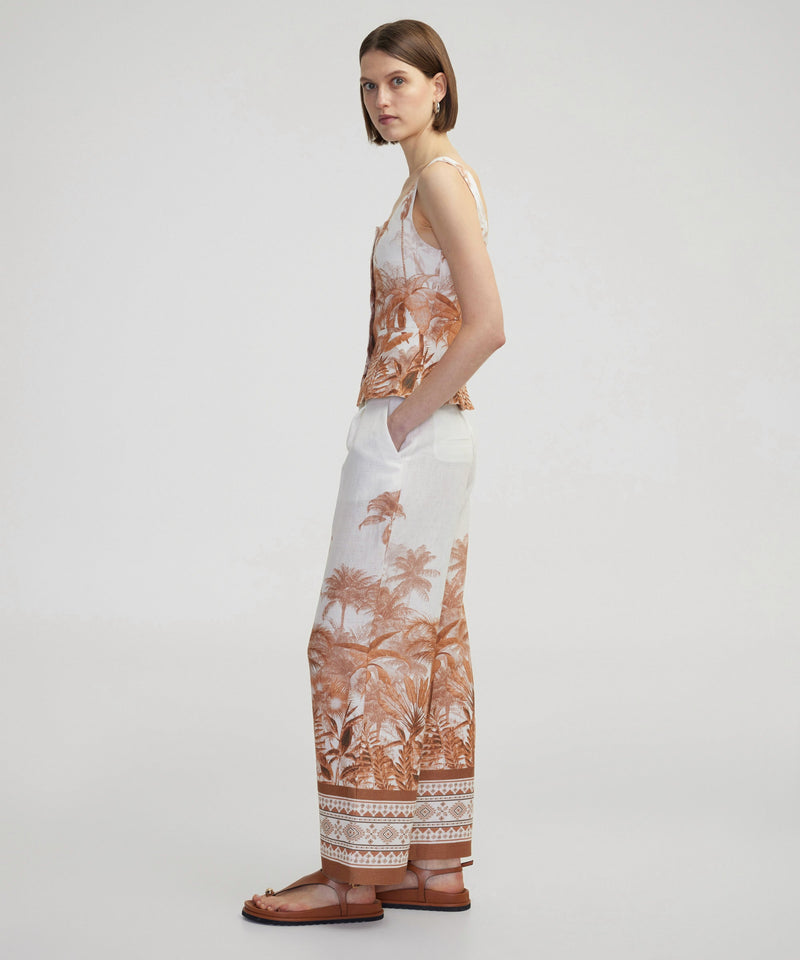Ipekyol Patterned Linen Trousers Ecru