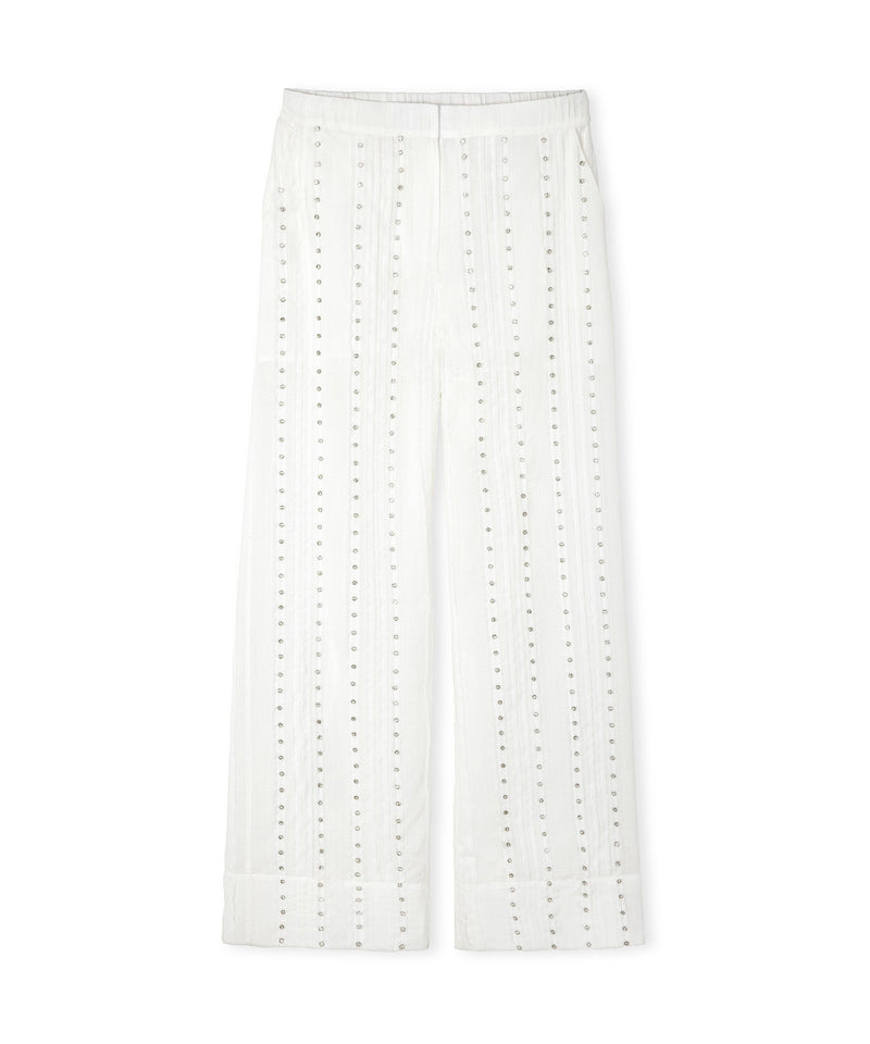 Ipekyol Strass Stone Printed Trousers Off White