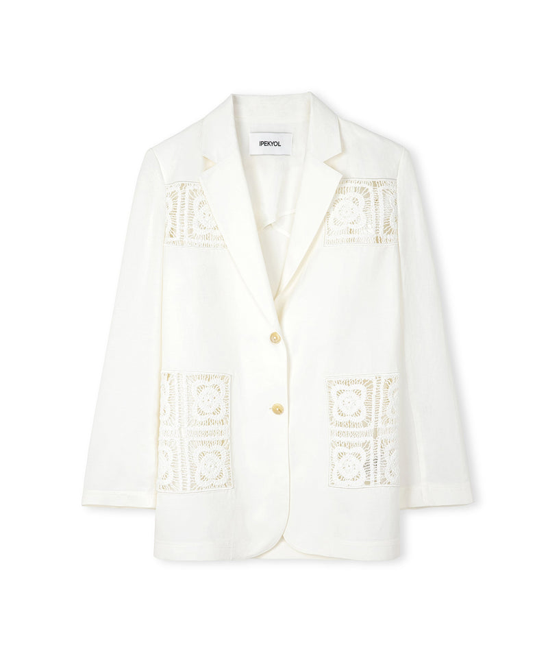 Ipekyol Crochet Applique Blazer White