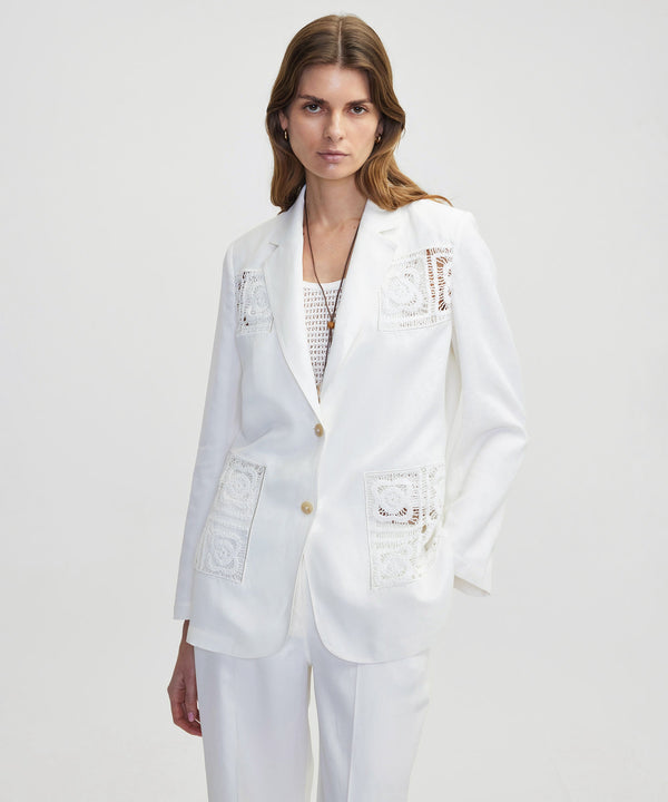 Ipekyol Crochet Applique Blazer White