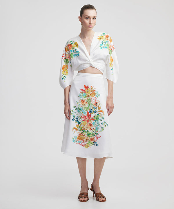 Ipekyol Floral Patterned Twist Blouse Ecru