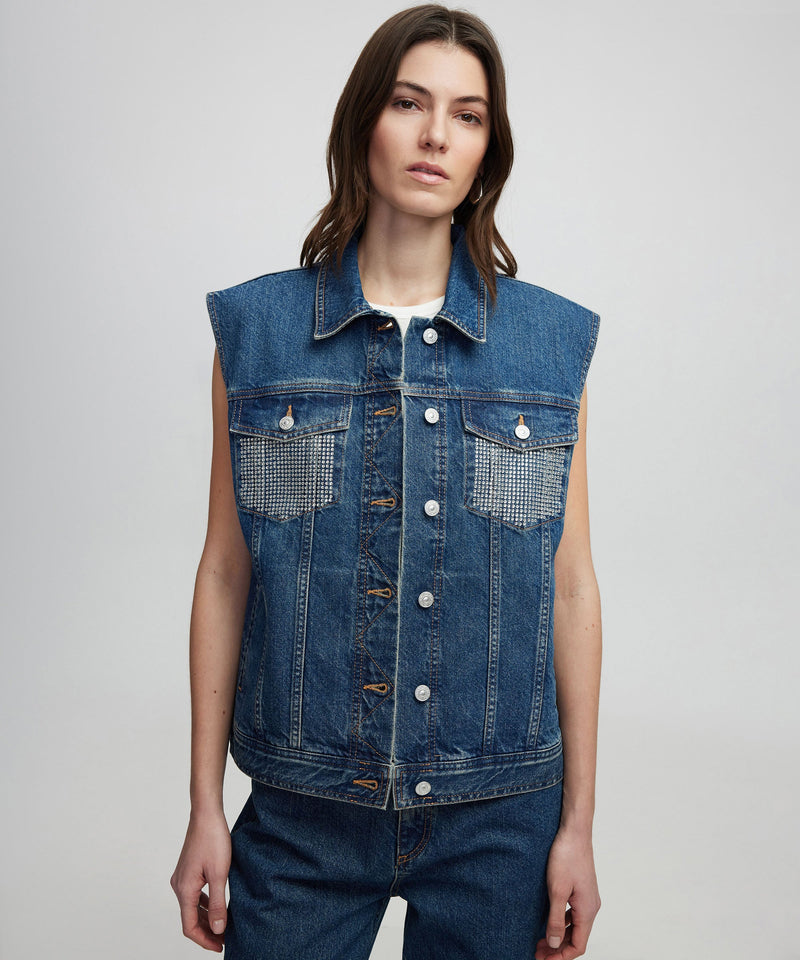 Ipekyol Hotfix Printed Denim Vest Indigo