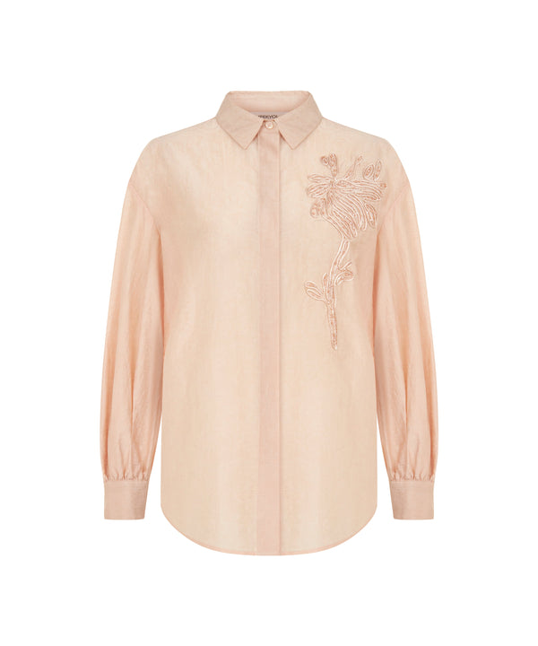 Ipekyol Flower-Embroidered Shirt Salmon