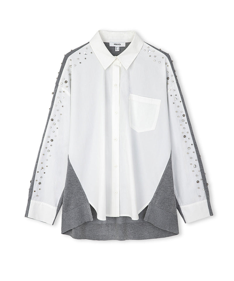 Ipekyol Knitwear And Poplin Mix Shirt Grey Melange