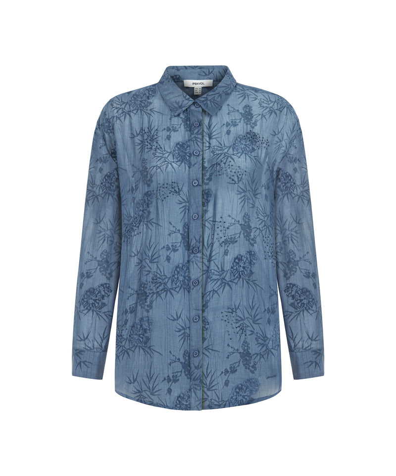 Ipekyol Bead-Embroidered Pattern Shirt Blue