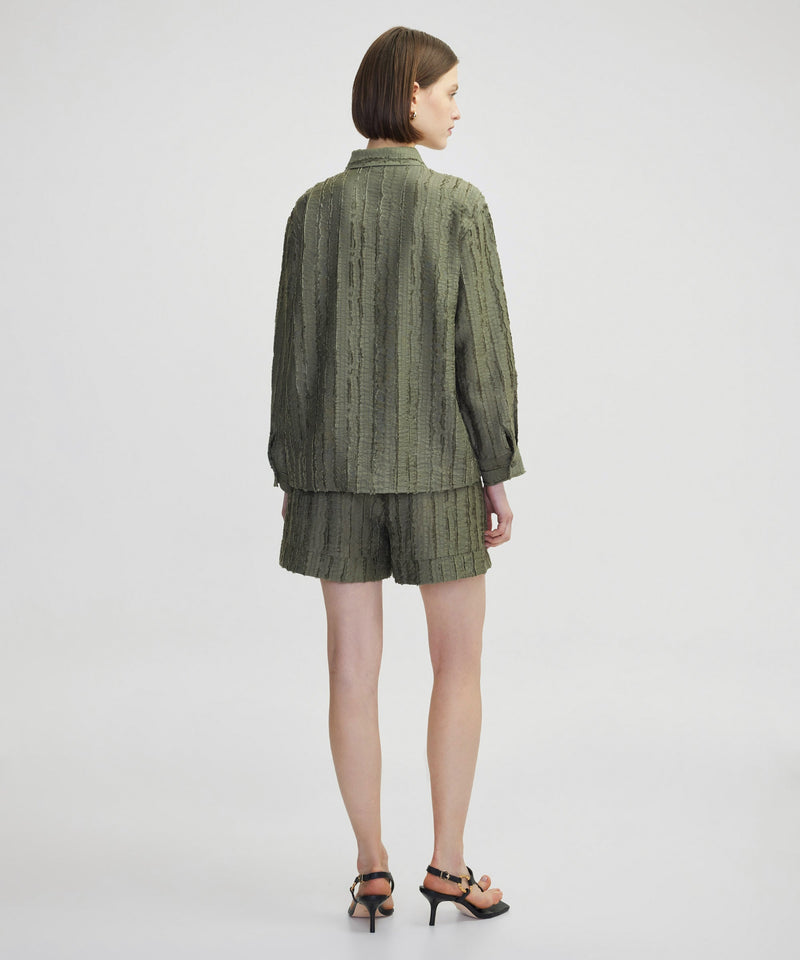Ipekyol Textured Off Shoulder Shirt Khaki