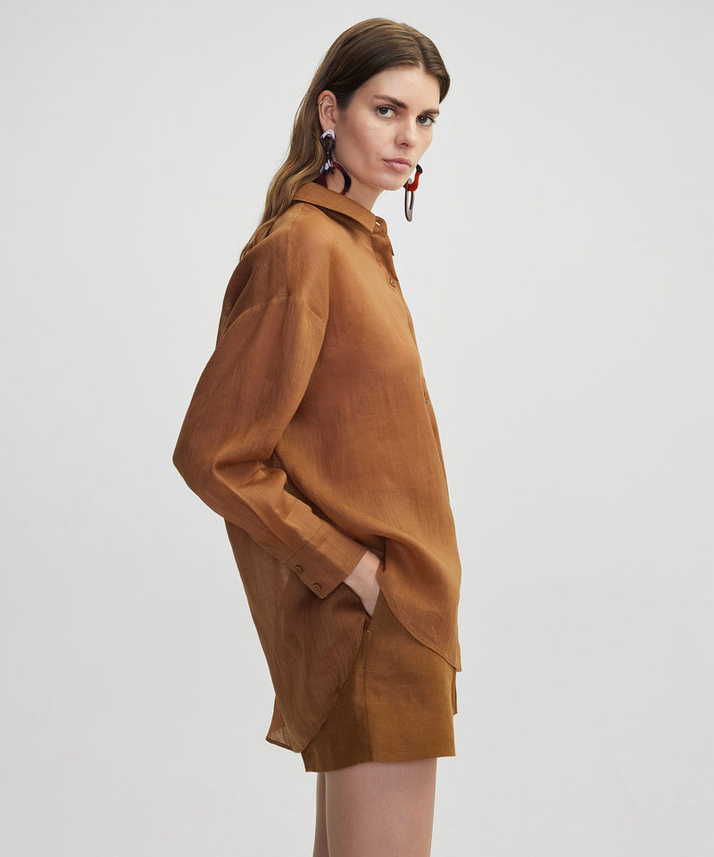 Ipekyol Loose Fit Linen Shirt Tobacco
